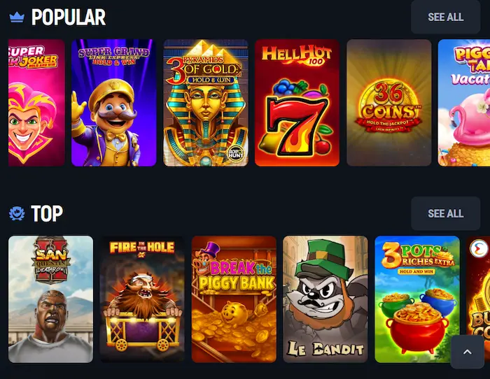 AeroBet Casino games